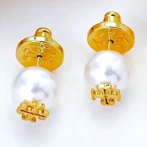 Tory Burch KIRA pearl stud logo earrings